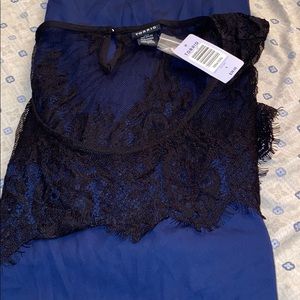 Satin lace yolk blouse